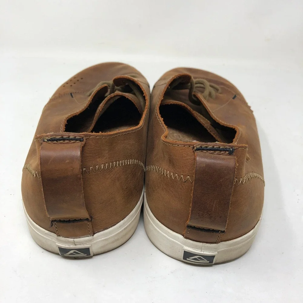 Reef Mens 12 Landis 2 Natural Brown Leather Sneakers Lace Up Casual Skate Shoe